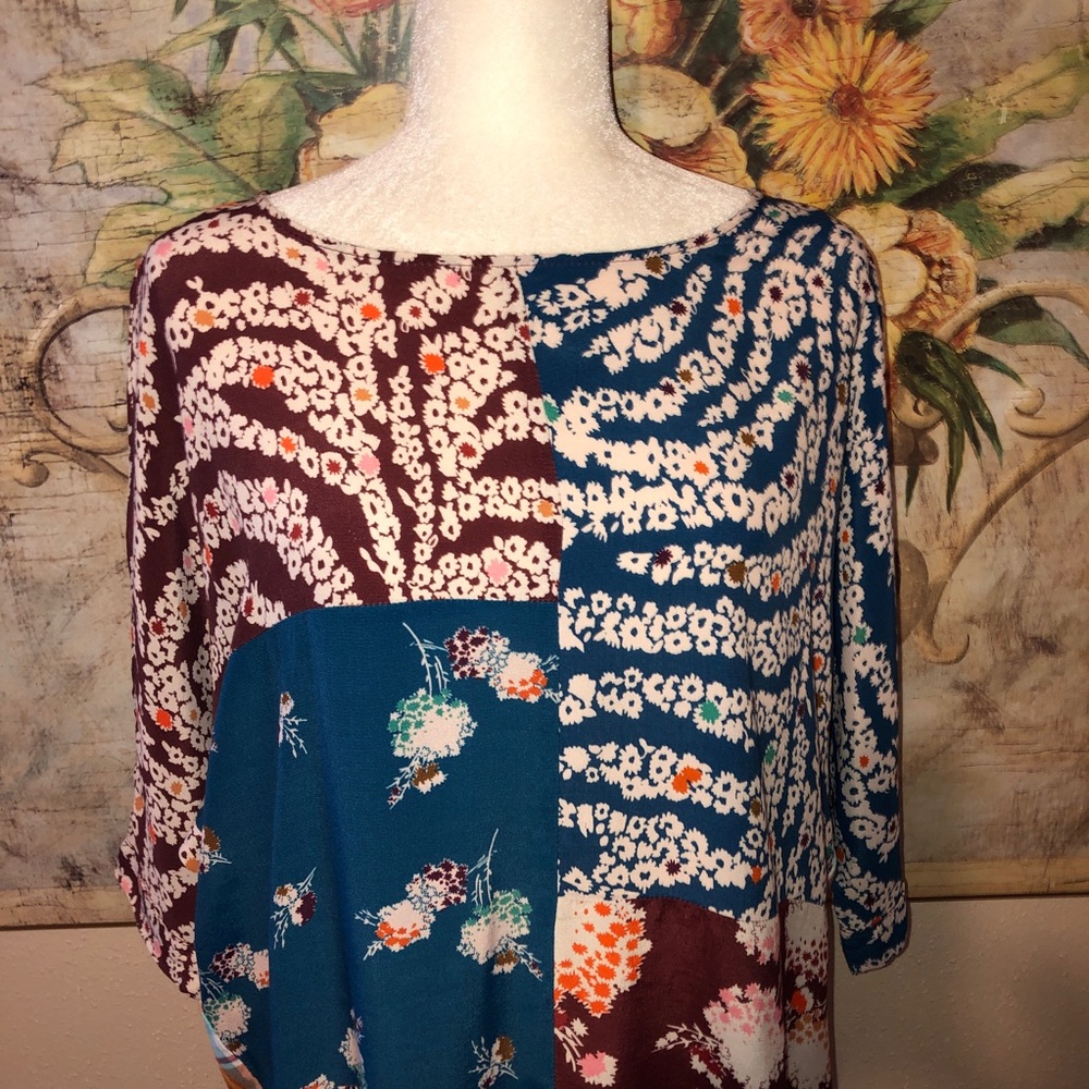 Sz XS/S Ivy Jane Floral & Plaid Patchwork Shirt - Picture 6 of 12